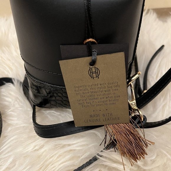 Revolve House of Harlow Italian Leather Crystal Stud Mini Backpack Black NWT main image 5
